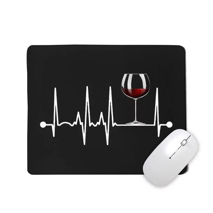 Wine Heartbeat Wine Drinker Lover Tasting Gift Wine Glass Mousepad