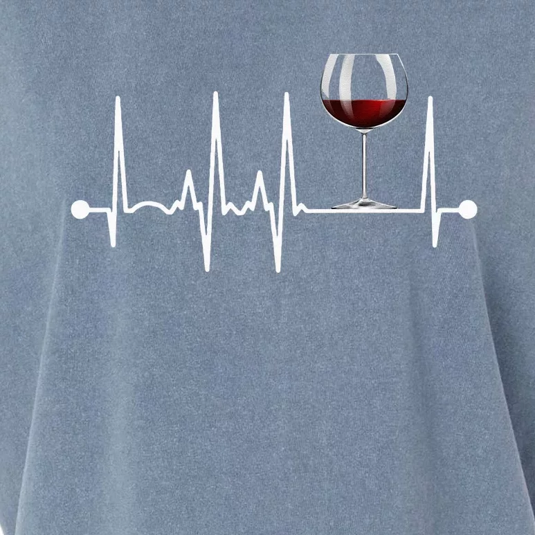 Wine Heartbeat Wine Drinker Lover Tasting Gift Wine Glass Garment-Dyed Women's Muscle Tee