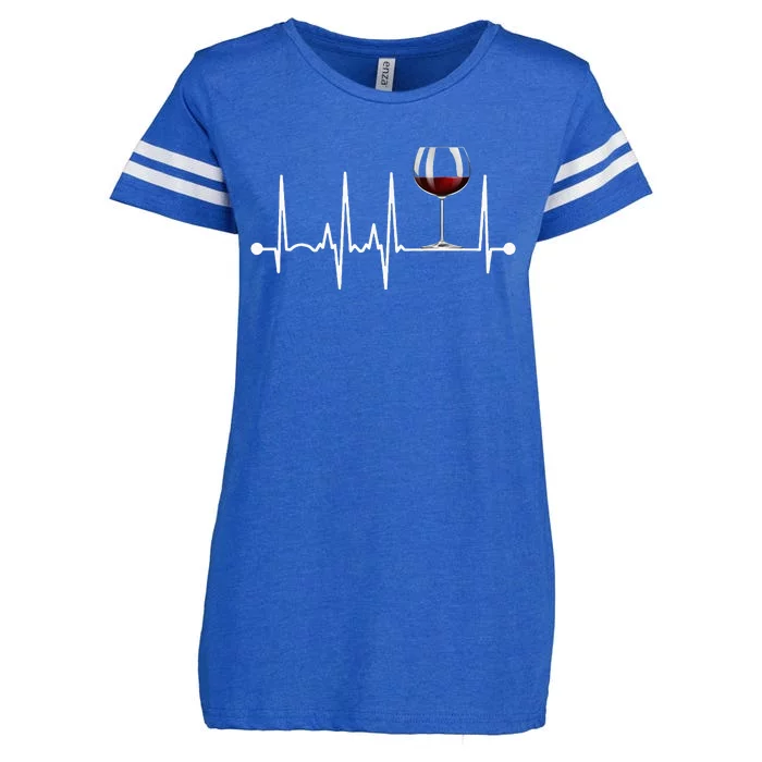 Wine Heartbeat Wine Drinker Lover Tasting Gift Wine Glass Enza Ladies Jersey Football T-Shirt