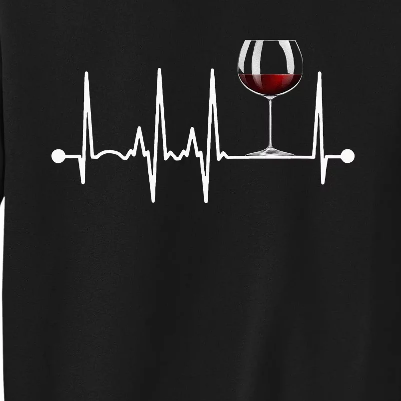 Wine Heartbeat Wine Drinker Lover Tasting Gift Wine Glass Tall Sweatshirt