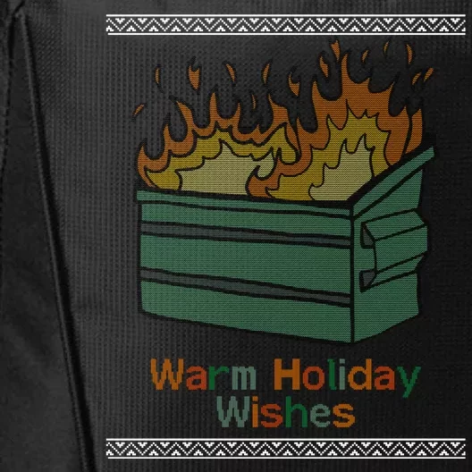 Warm Holiday Wishes Trash Can Flame Ugly Christmas City Backpack