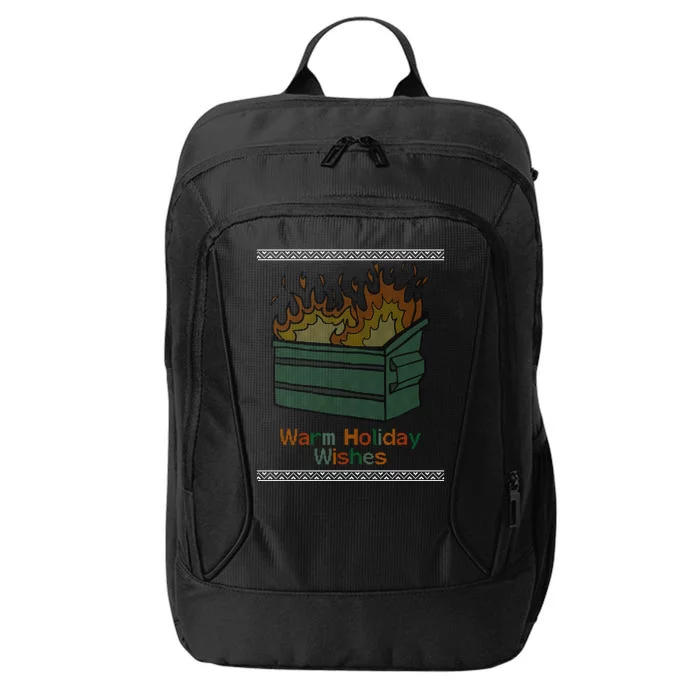 Warm Holiday Wishes Trash Can Flame Ugly Christmas City Backpack