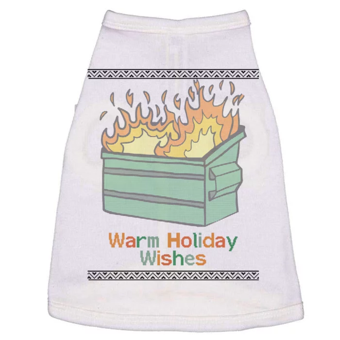 Warm Holiday Wishes Trash Can Flame Ugly Christmas Doggie Tank