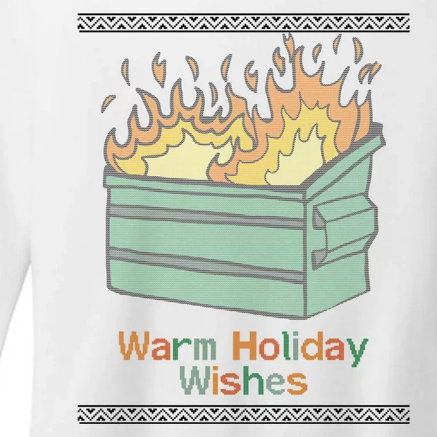 Warm Holiday Wishes Trash Can Flame Ugly Christmas Womens CVC Long Sleeve Shirt