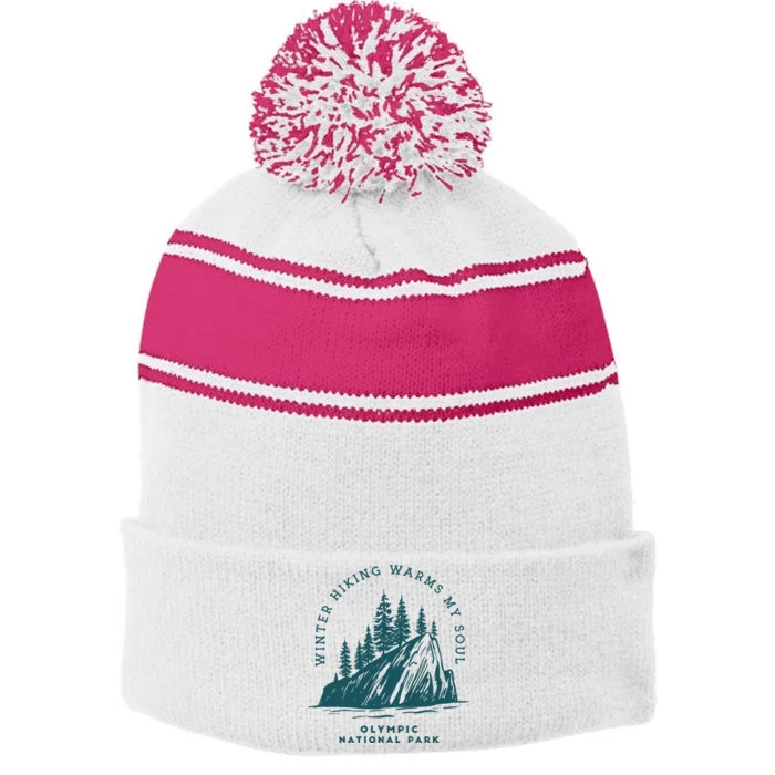 Winter Hiking Warms My Soul Washington State Stripe Pom Pom Beanie