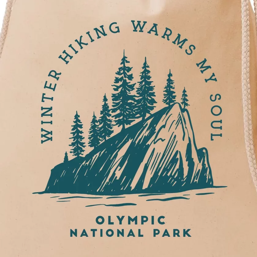 Winter Hiking Warms My Soul Washington State Drawstring Bag