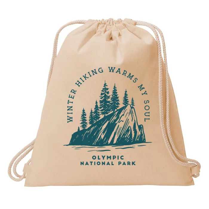 Winter Hiking Warms My Soul Washington State Drawstring Bag