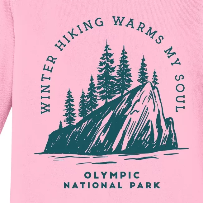 Winter Hiking Warms My Soul Washington State Baby Long Sleeve Bodysuit