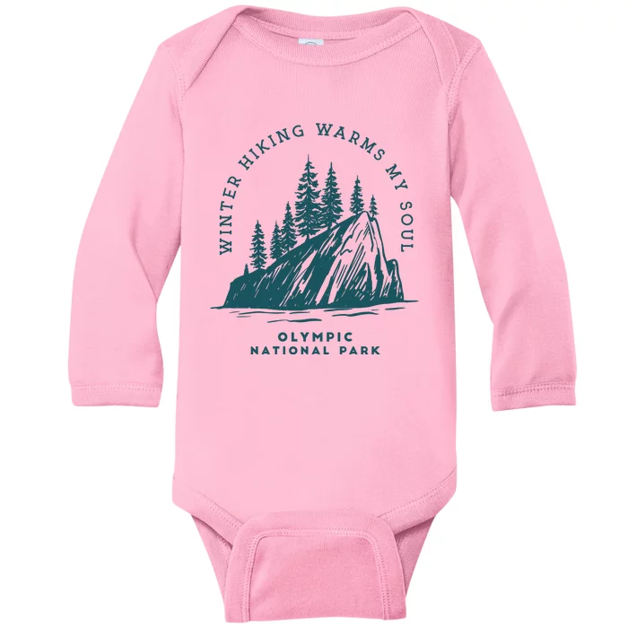 Winter Hiking Warms My Soul Washington State Baby Long Sleeve Bodysuit