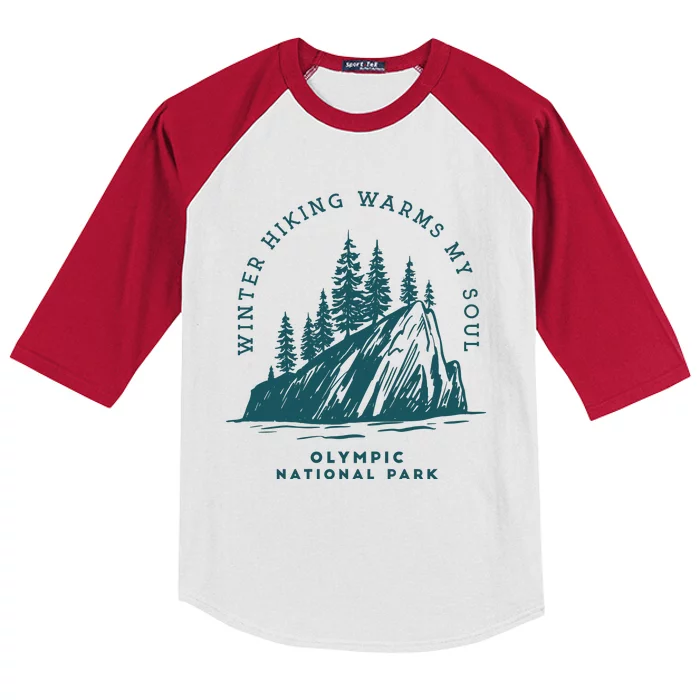 Winter Hiking Warms My Soul Washington State Kids Colorblock Raglan Jersey