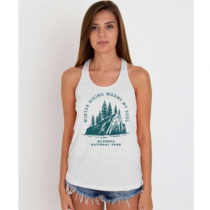 Winter Hiking Warms My Soul Washington State Women's Knotted Racerback Tank