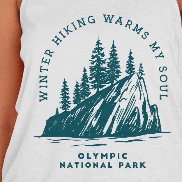 Winter Hiking Warms My Soul Washington State Women's Knotted Racerback Tank