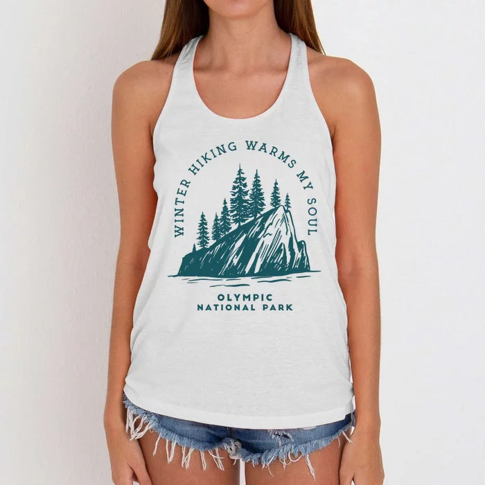 Winter Hiking Warms My Soul Washington State Women's Knotted Racerback Tank