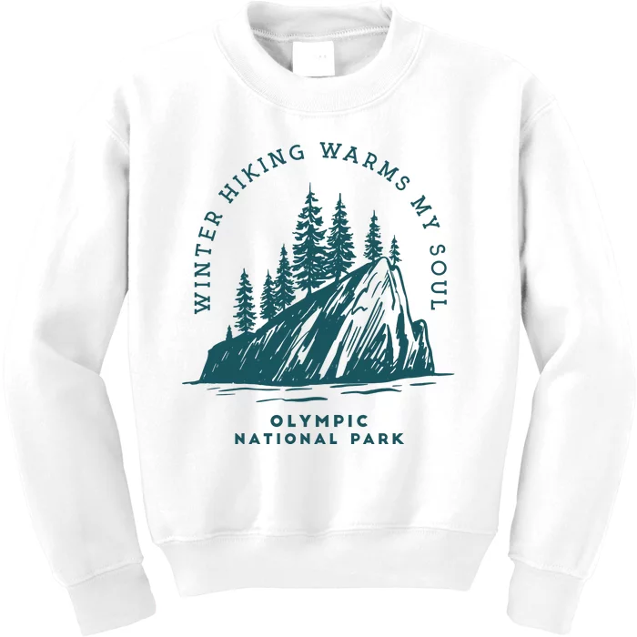 Winter Hiking Warms My Soul Washington State Kids Sweatshirt