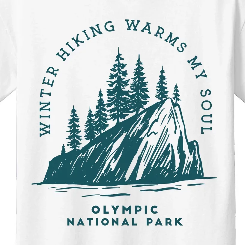 Winter Hiking Warms My Soul Washington State Kids T-Shirt