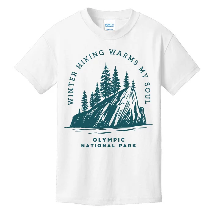 Winter Hiking Warms My Soul Washington State Kids T-Shirt