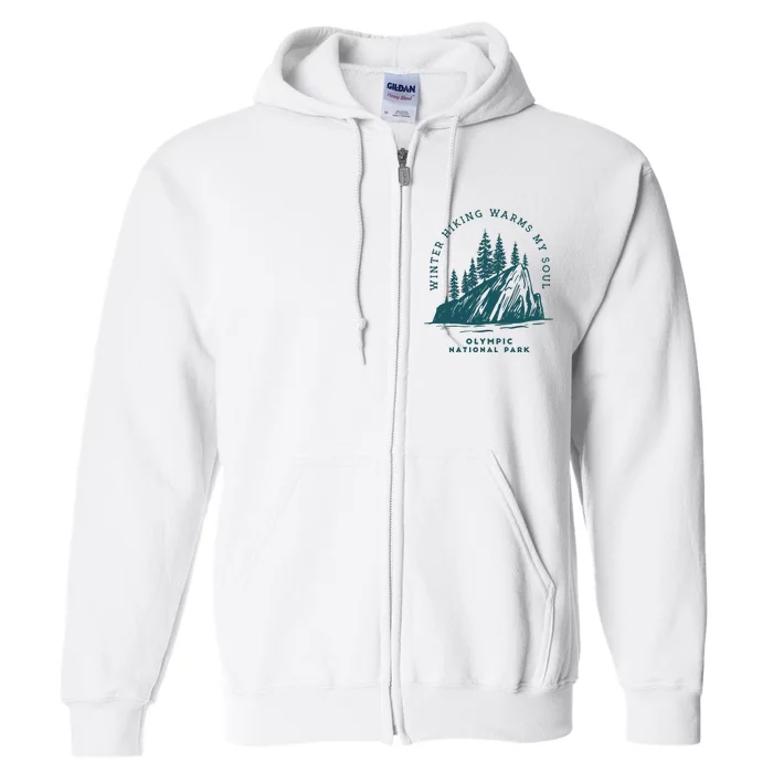 Winter Hiking Warms My Soul Washington State Full Zip Hoodie