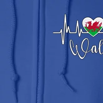 Wales Heart Welsh Heartbeat Ekg Pulse Welsh Pride Roots Gift Full Zip Hoodie