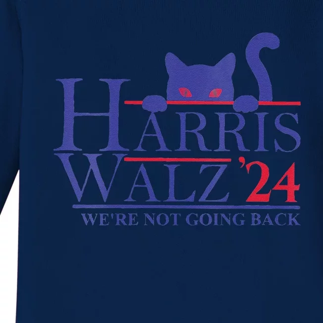 Women Harris Waltz 2024 Were Not Going Back Funny Cat Lady Gift Baby Long Sleeve Bodysuit