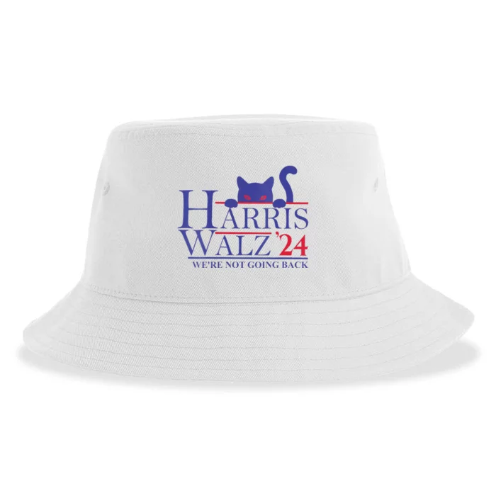 Women Harris Waltz 2024 Were Not Going Back Funny Cat Lady Gift Sustainable Bucket Hat