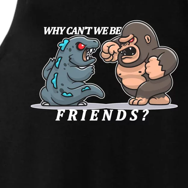 Why Can't We Be Friends Ape Monster Fights Ladies Tri-Blend Wicking Tank