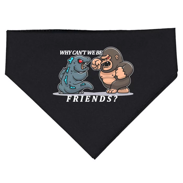 Why Can't We Be Friends Ape Monster Fights USA-Made Doggie Bandana