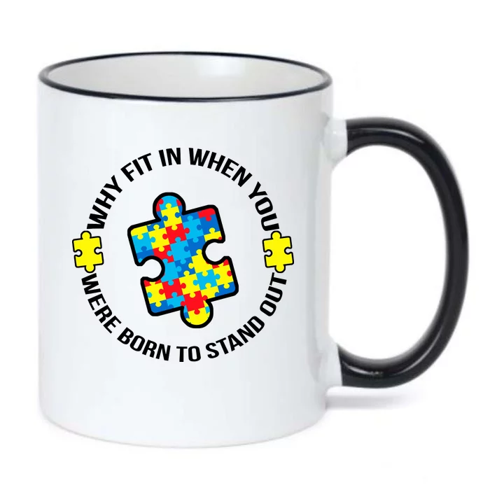 Why Fit In Autism Awareness Black Color Changing Mug