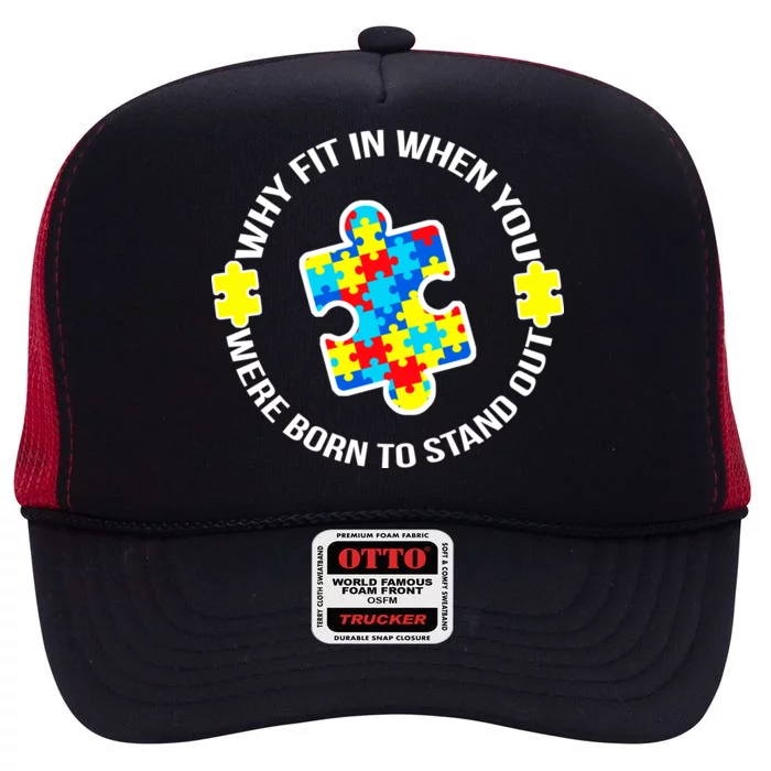 Why Fit In Autism Awareness High Crown Mesh Trucker Hat