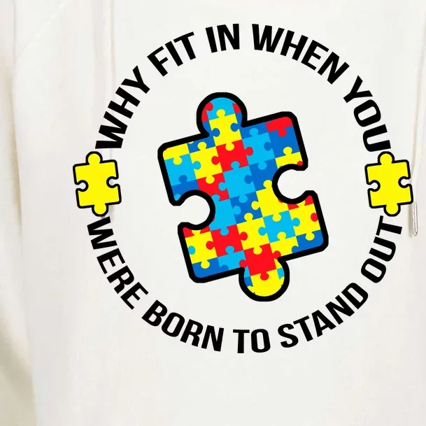 Why Fit In Autism Awareness Womens Funnel Neck Pullover Hood