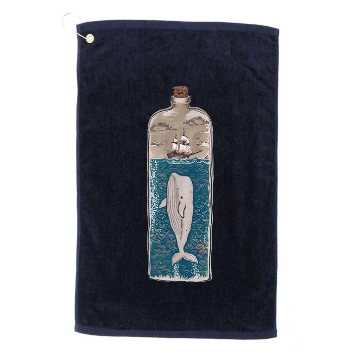 Whale In A Bottle Nautical Ship And Ocean Waves Platinum Collection Golf Towel