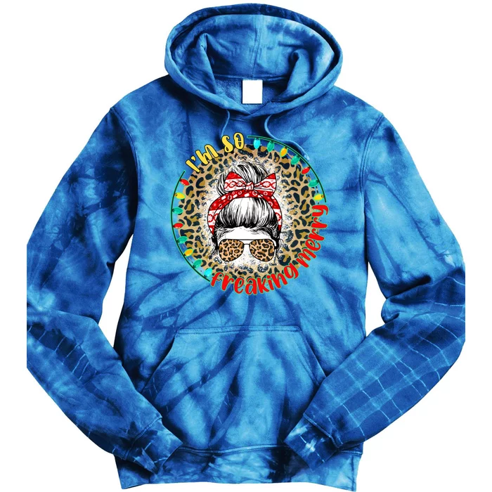 Wmzp I Am So Freaking Merry Christmas Messy Bun Xmas Party Gift Tie Dye Hoodie