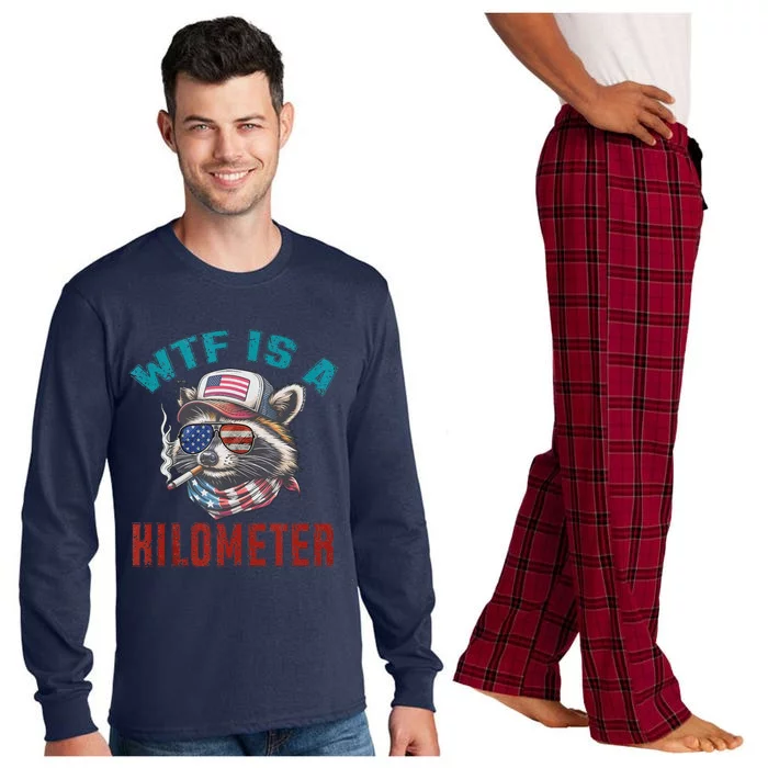 Wtf Is A Kilometer American Raccoon Long Sleeve Pajama Set