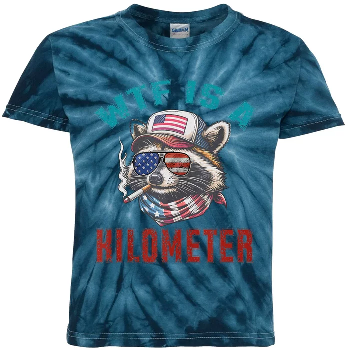 Wtf Is A Kilometer American Raccoon Kids Tie-Dye T-Shirt