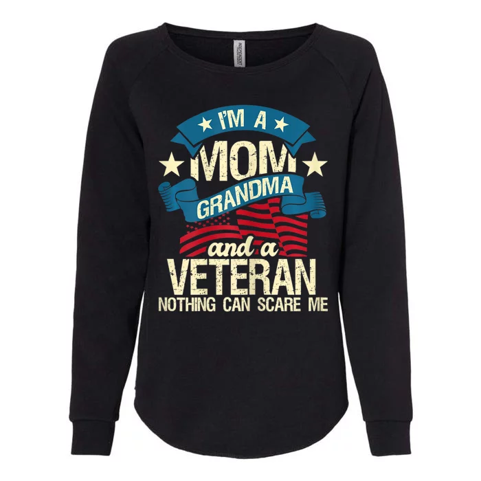 Womens I'm A Mom Grandma And A Veteran Patriotic American Flag Womens California Wash Sweatshirt