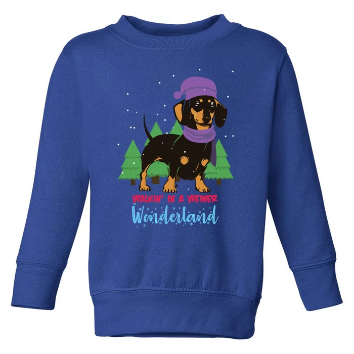 Walking In A Weiner Wonderland Dachshund Christmas Snow Great Gift Toddler Sweatshirt