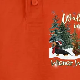 Walking In A Wiener Wonderland Dachshund Trio Funny Gift Dry Zone Grid Performance Polo