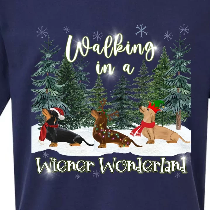 Walking In A Wiener Wonderland Dachshund Trio Funny Gift Sueded Cloud Jersey T-Shirt