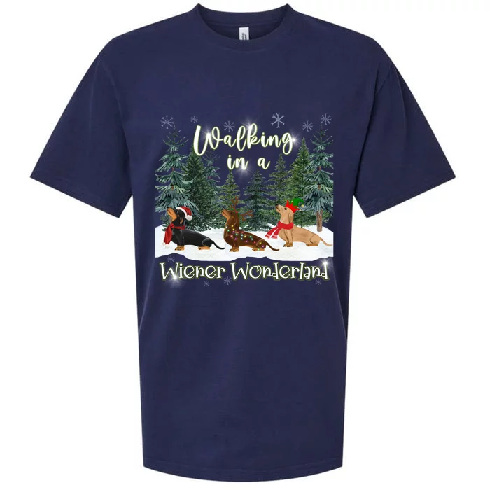 Walking In A Wiener Wonderland Dachshund Trio Funny Gift Sueded Cloud Jersey T-Shirt