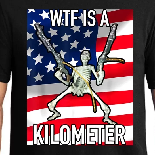 Wtf Is A Kilometer Funny Meme American Flag Pajama Set