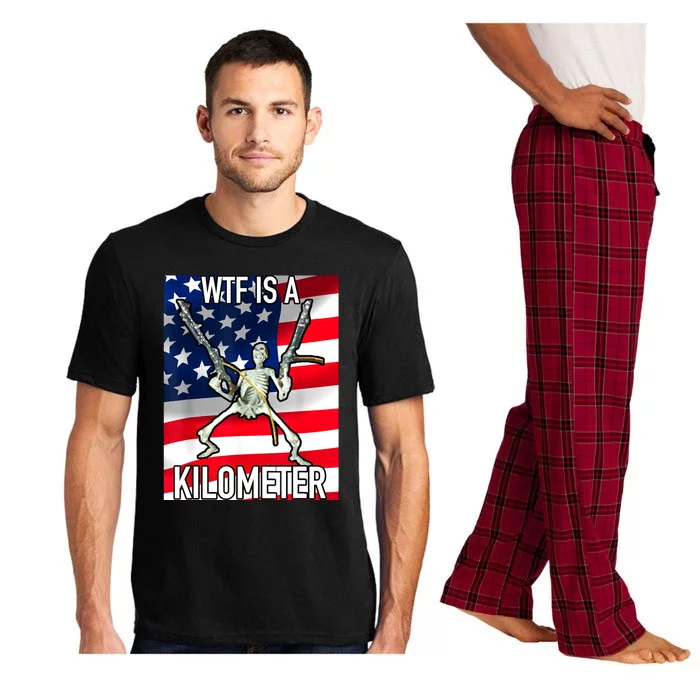 Wtf Is A Kilometer Funny Meme American Flag Pajama Set