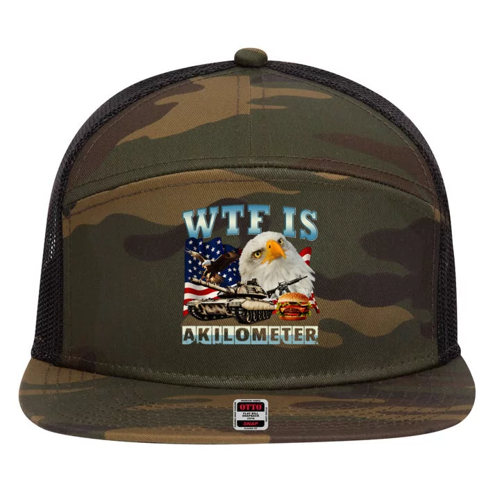 Wtf Is A Kilometer Eagle Badge American Signature Burger 7 Panel Mesh Trucker Snapback Hat