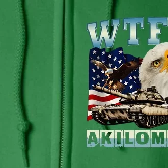 Wtf Is A Kilometer Eagle Badge American Signature Burger Full Zip Hoodie