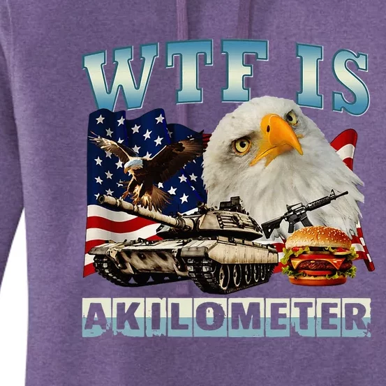 Wtf Is A Kilometer Eagle Badge American Signature Burger Women's Pullover Hoodie