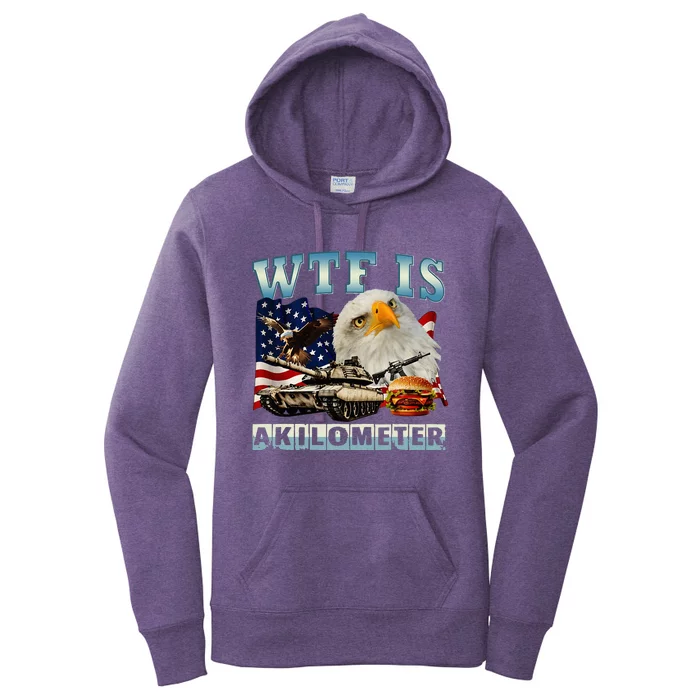 Wtf Is A Kilometer Eagle Badge American Signature Burger Women's Pullover Hoodie