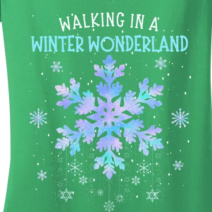 Walking In A Winter Wonderland Tie Dye Snowflake Christmas Women's V-Neck T-Shirt