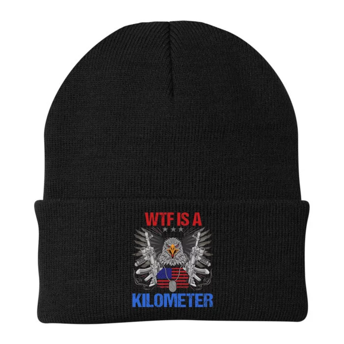 Wtf Is A Kilometer Eagle American Flag Usa 4th Of July Knit Cap Winter Beanie