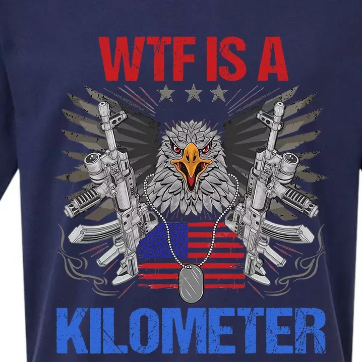 Wtf Is A Kilometer Eagle American Flag Usa 4th Of July Sueded Cloud Jersey T-Shirt