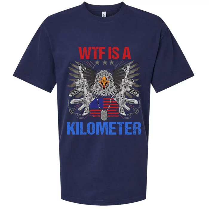 Wtf Is A Kilometer Eagle American Flag Usa 4th Of July Sueded Cloud Jersey T-Shirt