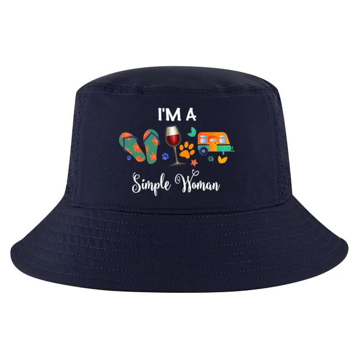 Wo I'm A Simple Woman Loves Wine Flip Flop Dogs Camping Cool Comfort Performance Bucket Hat