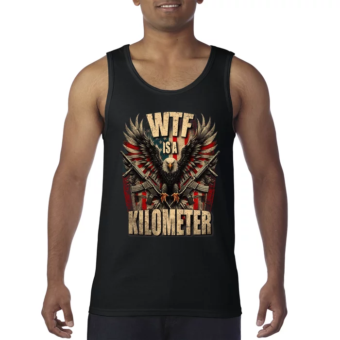 Wtf Is A Kilometer Eagle Badge American Signature Burger Tank Top